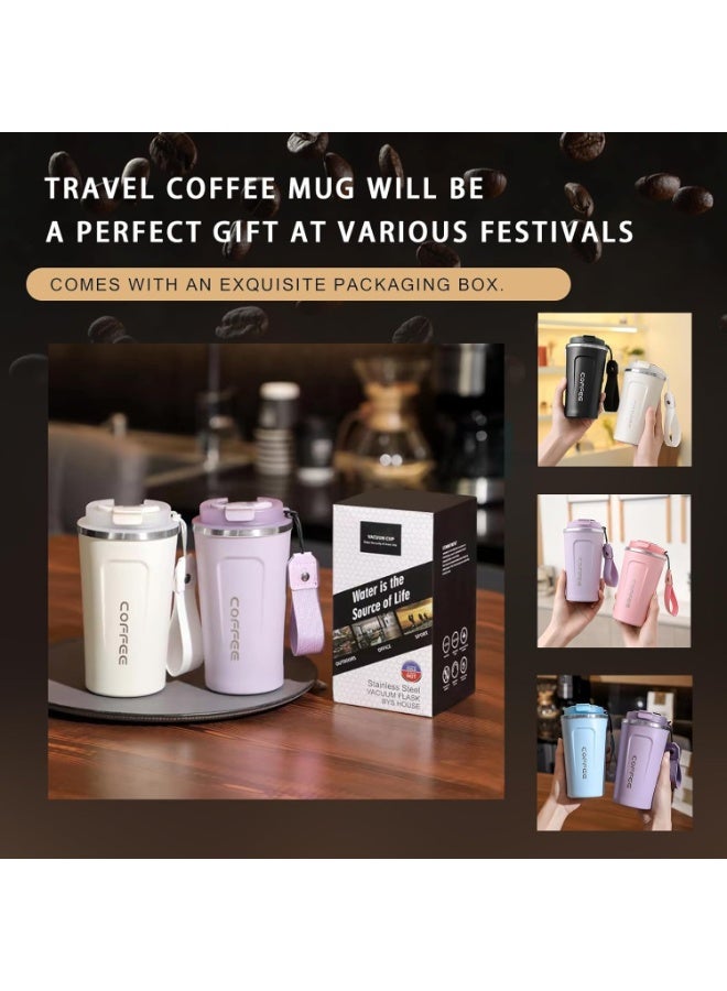 CLENEA Travel Coffee Mug 16 oz, Insulated Coffee Cups with Lid, Thermos Stainless Steel Coffee Mugs Spill Proof, Double Wall Vacuum Tumbler, Reusable To Go Mug for Hot/Ice Coffee - Image 4